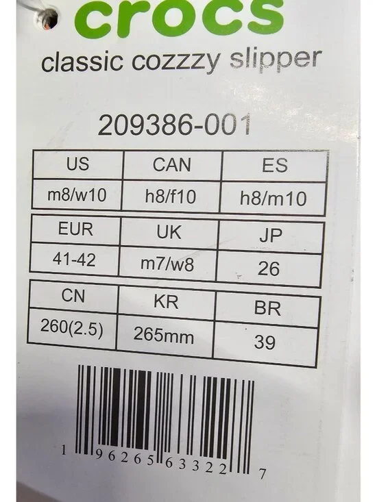 NWT Crocs Men's Classic Black Fleece Cozzzy Fuzzy Slippers Size 8 3290 - Picture 8 of 15